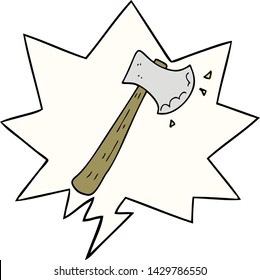 cartoon axe with speech bubble