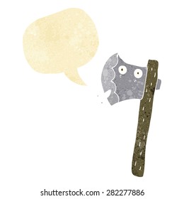 cartoon axe with speech bubble