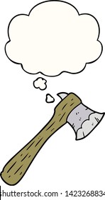 cartoon axe with thought bubble