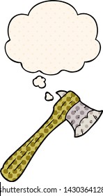 cartoon axe with thought bubble in comic book style