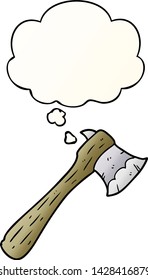 cartoon axe with thought bubble in smooth gradient style