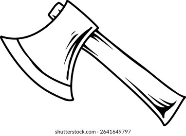 Cartoon Axe Tool Line Illustration