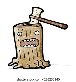 cartoon axe in tree stump