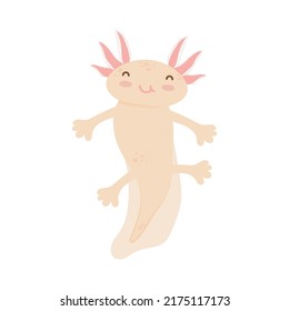 cartoon axolotl icon on white background