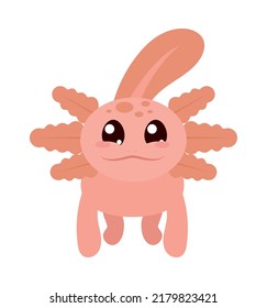 cartoon axolotl on white background