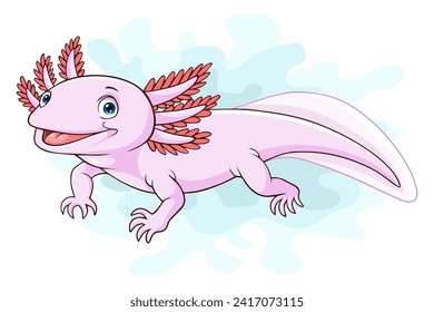 Cartoon axolotl on white background svg