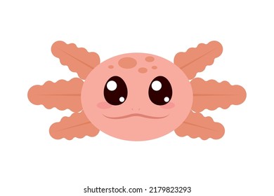 Cartoon axolotl lächelnd auf weißem Hintergrund