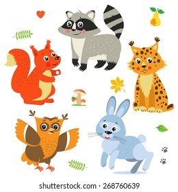 Cartoon Baby Animals Pack. Cute Vector Set: Lynx, Squirrel, Raccoon, Rabbit, Owl. Baby Animals Cute. Baby Animals Playing. Baby Animals Compilation. Baby Animals For Sale. Animals Stickers.
