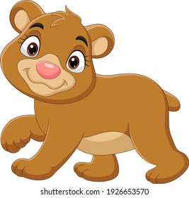 Cartoon Baby Bear Walking On White Stock Vector (Royalty Free ...