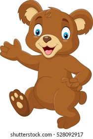 Cartoon baby bear waving hand