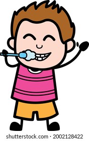 Cartoon Baby Boy brushing teeth