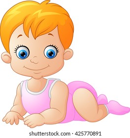 Cartoon baby boy crawling