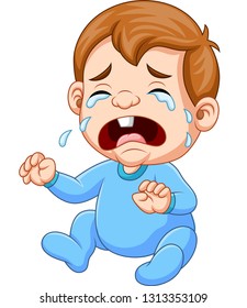 Cartoon baby boy crying