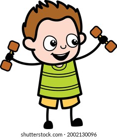 Cartoon Baby Boy holding dumbell