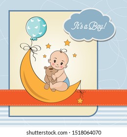 cartoon baby boy shower card