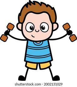 Cartoon Baby Boy wightlifting Vector design