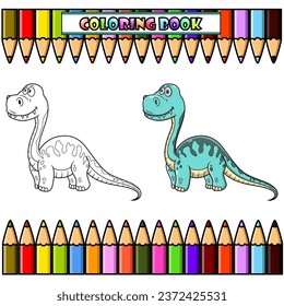Cartoon baby brontosaurus dinosaur for coloring book