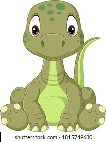 Cartoon Baby Brontosaurus Dinosaur Sitting