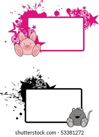 cartoon baby bunny and mouse in vector format