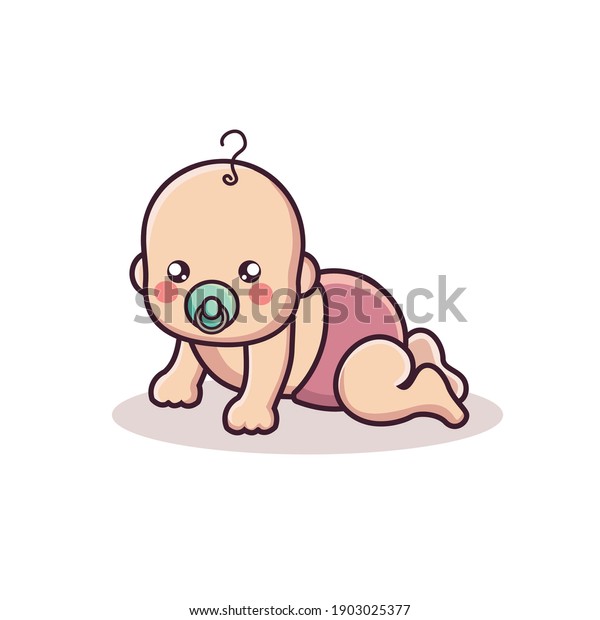 cartoon baby character using a pacifier. baby logo template