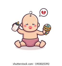 cartoon baby character is whining crying