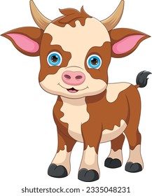 cartoon baby cow on white background