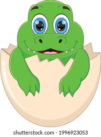  Cartoon Baby Crocodile Hatching From Egg