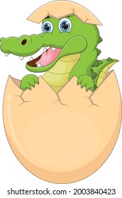  Cartoon Baby Crocodile Hatching From Egg