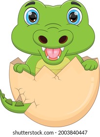  Cartoon Baby Crocodile Hatching From Egg