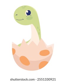 cartoon baby dinosaur in egg isolated