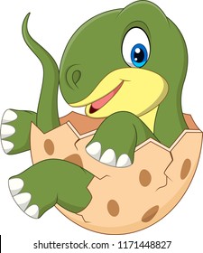 Cartoon baby dinosaur hatching