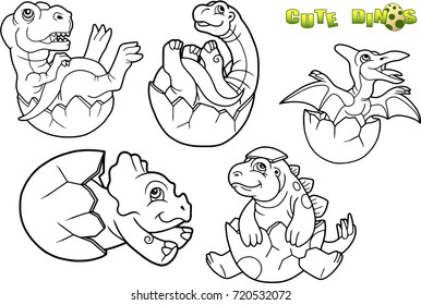 cartoon baby dinosaur picture set