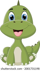 cartoon baby dinosaur posing sitting
