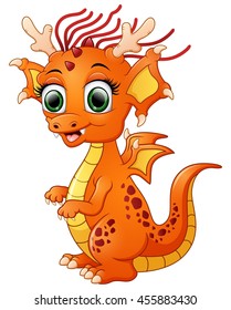 Cartoon Baby dragon isolated on white background