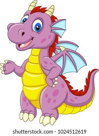 Cartoon baby dragon presenting