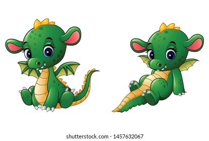 Cartoon baby dragon sitting collections