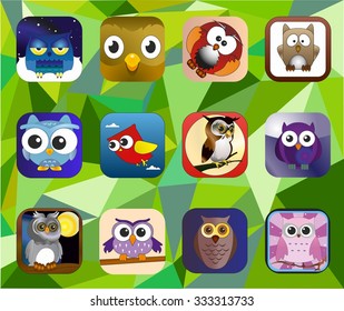 Cartoon baby drawing animal characters as mobile application icons