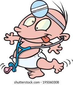 Cartoon Baby Dressed As A Doctor