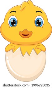  Cartoon baby duck hatching from egg
