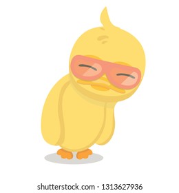 Cartoon baby duck on white background.