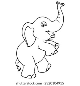 Cartoon baby elephant in line art