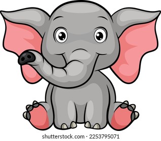 Cartoon baby elephant on white background