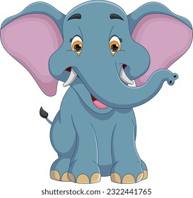 cartoon baby elephant on white background