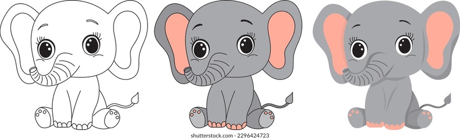 cartoon baby elephant sitting isolated vector