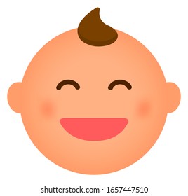 Cartoon baby face emoticon vector illustration / smiling