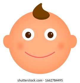 Cartoon baby face emoticon vector illustration / smiling
