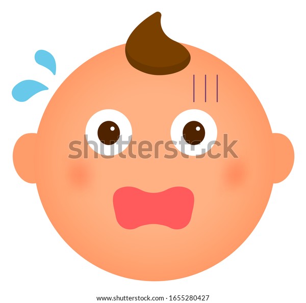 漫画の赤ちゃんの顔の絵文字のベクターイラスト 動揺 焦り のベクター画像素材 ロイヤリティフリー