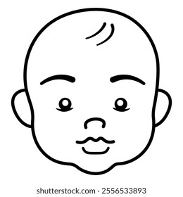 Cartoon baby face icon. Vector outline illustration, isolated on a white background. Cartoon, boy, child, newborn.