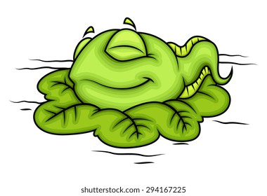 Cartoon Baby Frog Sleeping