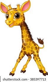 Cartoon baby giraffe isolated on white background